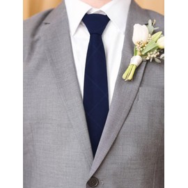 Luckyvestir Plaid Checkered Tie Classic 3.15" Navy Blue Neckties for Men Formal Business Graduation Wedding