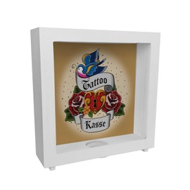 Tattoo cash register frame money box made of wood decoration piggy bank gift idea body art tattoo tattoo as a gift