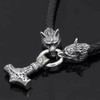 Viking Wolf Necklace with Thor's Hammer Pendant, Norse Mythology Theme,