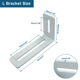 Biaungdo 8 Pcs White Adjustable L Bracket with Slot, 101x60x30mm/ 4" x2.36" x1.18" Metal Right Angle Corner Bracket, L-Shape Corner Brace Support Brackets for Fixing Furniture
