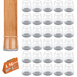 16Pcs Chair Floor Leg Protectors, BAIPOK Silicon Chair Leg Caps for Hardwood Floors, Furniture Feet Protectors Pads, Rectangle Chairs Leg Covers With Stronger Felt Pads