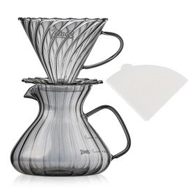 Bincoo Pour Over Coffee Maker Set,650ML Borosilicate Glass Carafe with Coffee Driper&50pcs Paper Filter,Glass Coffee Maker for Home Café Restaurant(Gray)