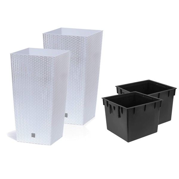 Stolmet Tall Square Planter Set of 2 Rattan Indoor/Outdoor Flower