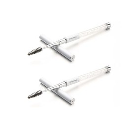 2 cepillos de pestañas para cejas, pestañas postizas, aplicadores, cepillos de ojos, cepillos cosméticos portátiles con tapa para viajes, Blanco