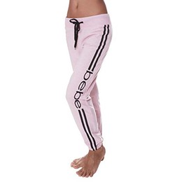 bebe Womens Sweatpants, French Terry Lounge Pants with Gathered Cuffs, Pink Joggers Sweat Pants (Light Pink Heather, Large)