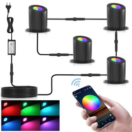 DarisingSun Pack of 4 LED Pond Lighting, WiFi RGB LED Garden Light Controllable via App, IP68 Waterproof Garden Spotlight, Outdoor Garden Lamps for Yard, Trees, Compatible with Alexa, Google Home