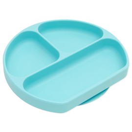 Bumkins Silicone Grip Dish, Suction Plate, Divided Plate, Baby Toddler Plate, BPA Free, Microwave Dishwasher Safe , Blue-GD, 1 Count