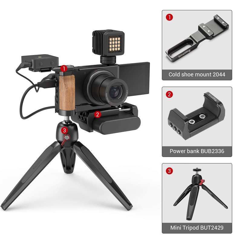 SmallRig L-Shape Wooden Grip with Cold Shoe for Sony ZV1
