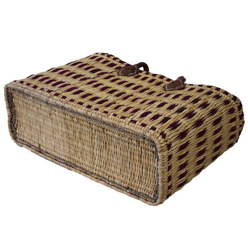 Seagrass Shopping Basket, Braided Bag with Leather Handle, Large with