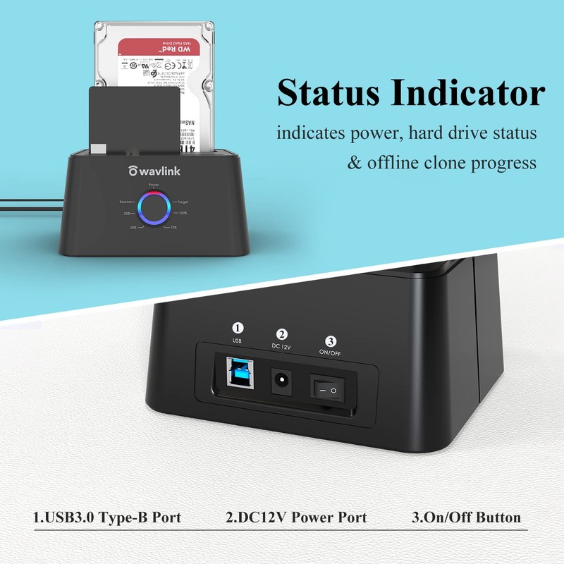 WAVLINK Dual Bay External Hard Drive Dock, USB 3.0 to