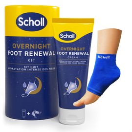 Scholl Overnight Foot Care Set, Foot Care Cream 60 ml, Reusable Gel Heel Socks, 1 Pair - For Dry Feet, Visible Results in 1 Night, Contains 5% Urea, Shea Butter and Coconut Oil