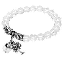 Mookaitedecor Tree of Life 8 mm Gemstone Bracelets Natural Healing Crystal Genuine Stone Bead Birthstone Stretch Bracelet for Men and Women, Iron