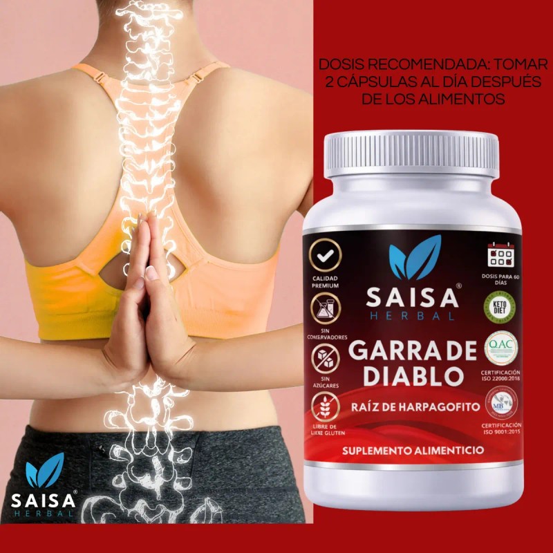 Garra Diablo 120 Cáps Saisa Herbal Suplemento Alimenticio Dolor Articular