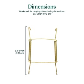 WINSOME Invisible Plate Hangers for Wall | Decorative Dish Display Holders Hanging Wires Spring Hook Holder with Tip Protectors Fit to Hang on Wall (9-13 cm (3.5-5 Inch), Brass)