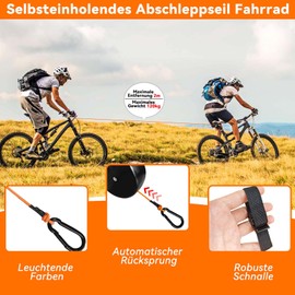 Tow Rope Bicycle Children, 2 m Bicycle Tow Rope, Retractable Bicycle Pulley Children, Follow Me Bike, Bike Buddy, Parents Child Pull Rope Tow Rope Traction Rope for Children MTB Bike