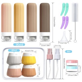 NuvaConx Reiseflaschen Zum Befüllen, 18 StüCk Silikon Reiseflaschen Set, Reiseset Flüssigkeiten Set mit TSA Genehmigt, Travel Essentials Nachfüllbare Reisegröße Flaschen, Reise Gadgets