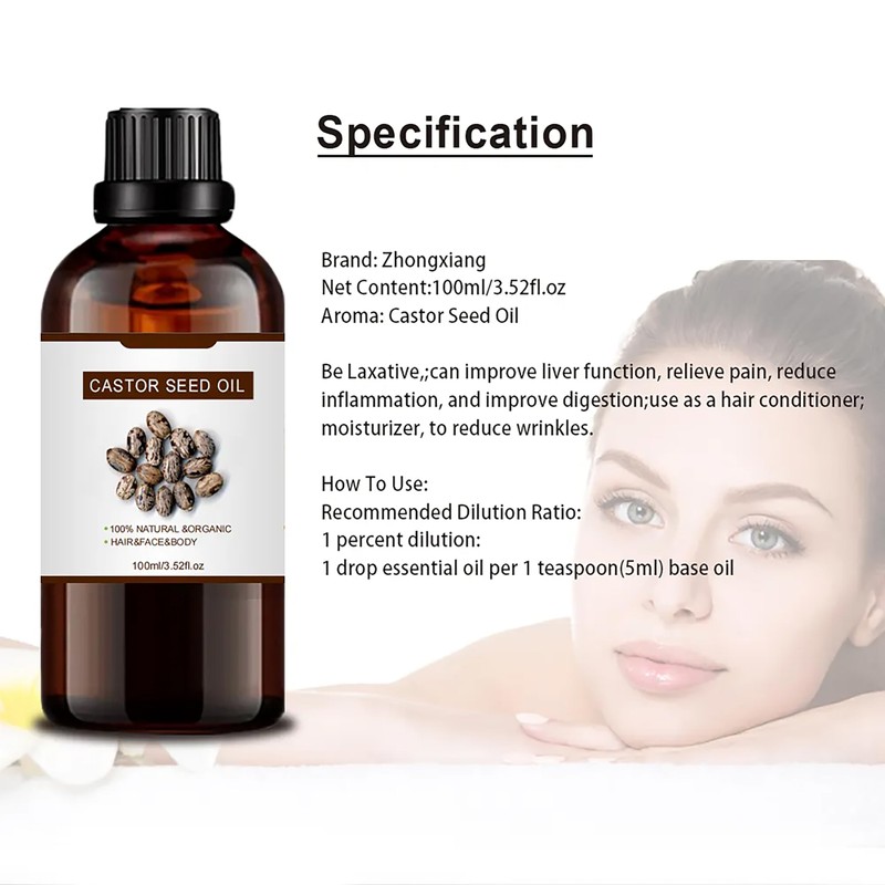 100% Pure Castor Essential Oil for Hair Growth,Non-GMO High Oleic