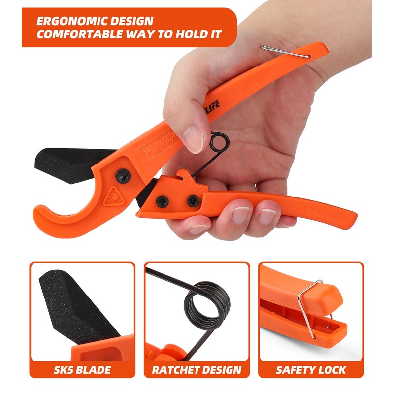 DIFFLIFE Pipe Cutter, High Performance blade Made Ratchet-type Pipe Cutter,