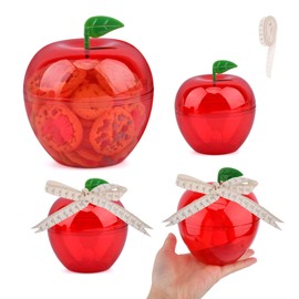 HINMAYGO 4Pcs Large Plastic Apple Containers, Plastic Apple Boxes, Apple Shaped Candy Toy Filling Containers Jar, Back To School Teacher Gift Apple Decor Boxes Appreciation Gifts Christmas Gift