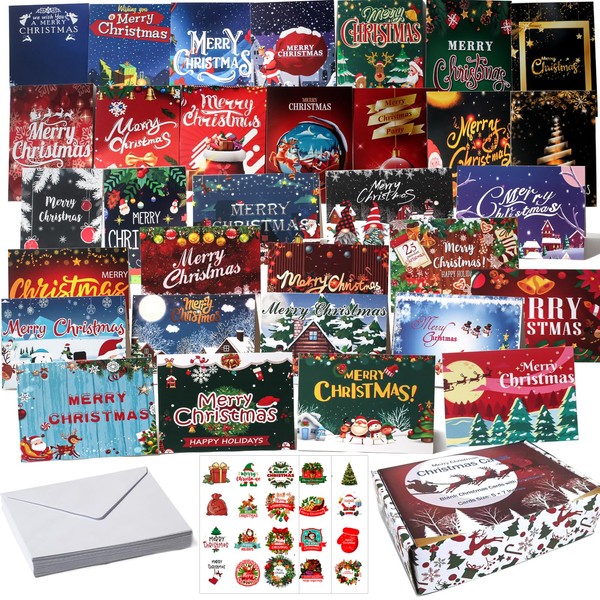 32 Beautiful Bulk Christmas Cards, Assorted Christmas Cards with Envelopes,