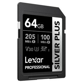 Lexar Professional Silver Plus 64GB SDXC UHS-I Memory Card, U3, V30