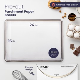 Fit Meal Prep 125 Pcs Parchment Paper Baking Sheets, 16 x 24 inch Pre-Cut Non Stick Full Size White Oven Paper for Cooking, Baking Cookie, Steaming, Grilling Rack, Air Fryer