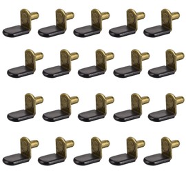 TA-VIGOR Shelf Support Pegs L Shaped 6mm, 20Pcs Metal Support Bracket Pegs with Hole for Cabinet Wardrobe Furniture Closet Shelf with Rubber Sleeve
