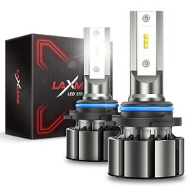 Laxmas 2025 Upgraded 9006 LED Light, 5X Super Brightness, HB4 Bulbs, 6000K Cool White for Powersports ATV/UTV, 50000HRS+ Lifespan, 5 Min installation,1:1 Mini Size, Pack of 2