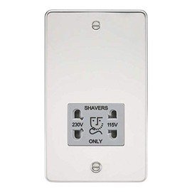 Knightsbridge Flat Plate FP8900 Shaver Socket, Polished Chrome