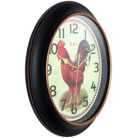 Infinity Instruments Red Rooster Silent Sweep 12 inch Wall Clock
