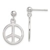 Solid 925 Sterling Silver Peace Sign Dangle Earrings - 23mm