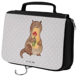 Parent-New Mr. & Mrs. Panda Toiletry Bag Otter Bouquet, gray, Hand drawn