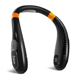 Delmac Portable Neck Fan, 4000mAh Rechargeable Personal Fans Lightweight Wearable Fan, Low Noise 3 Speed Hands Free Fan, Hanging Headphone Design Sports Fan for Indoor & Outdoor-Black