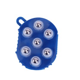 COLLBATH Palm Shaped Massage Glove Metal Roller Balls Handheld Body Massager for Muscle Soreness and Cellulite Treatment Blue Ergonomic Design for Bathing and Relaxation