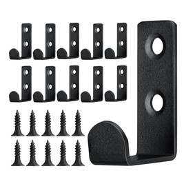 JAMEND CLXP 10 PCS Stainless Steel L Shaped Coat Hooks Wall Mounted Single Metal Robe Hook for Hanging Towel, Utility Hooks for Bags, Hat, Cap, Scarf, Cup. Matte Black.