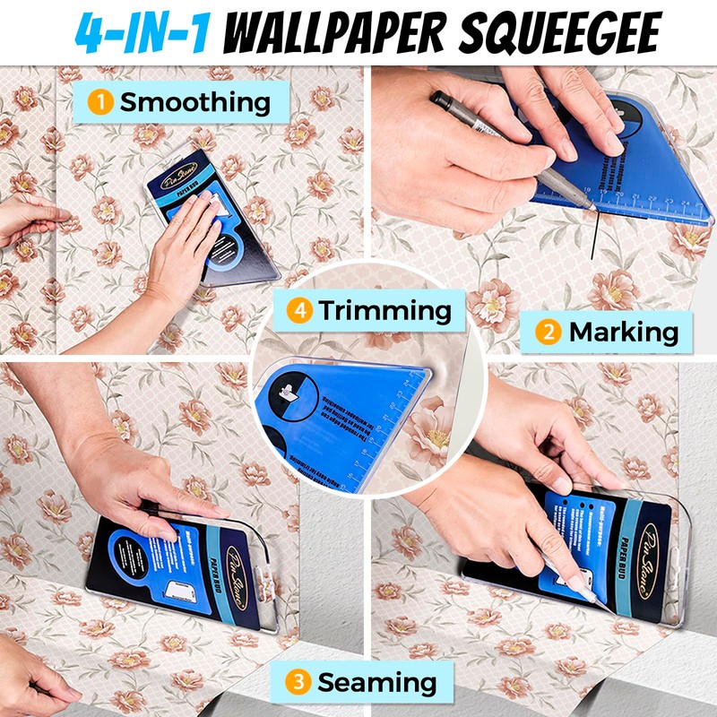 PinStone 15pcs Wallpaper Tools Kit, Flat & Corner Seam Roller,