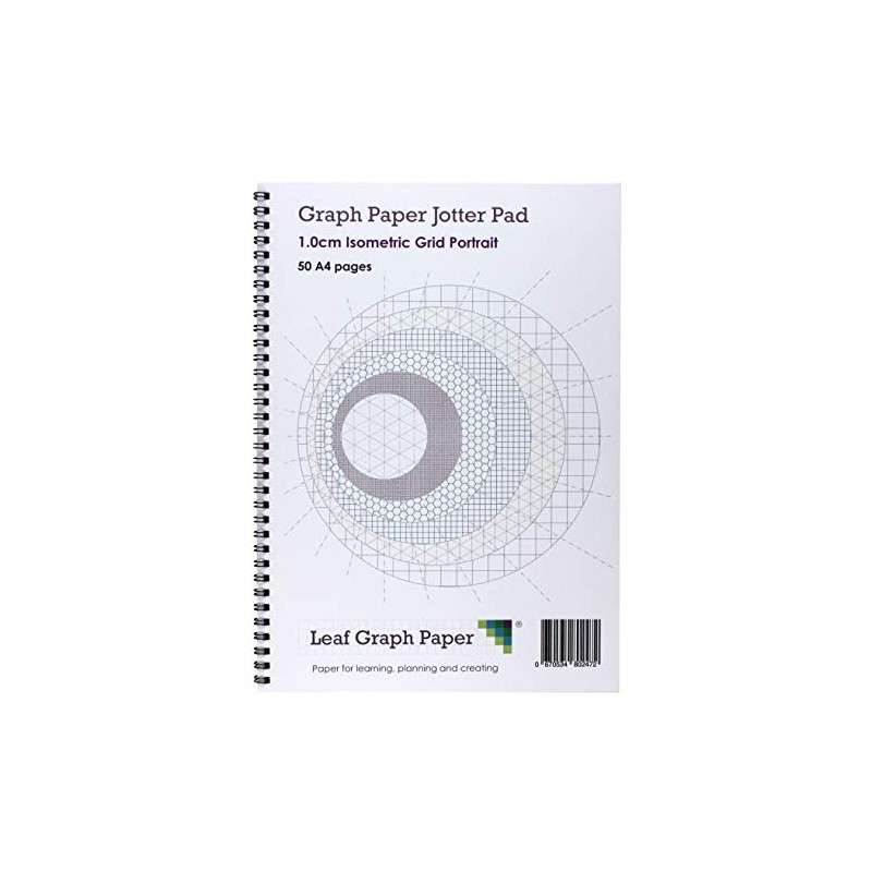 A4 Isometric Graph Paper 10mm 1cm, Jotter Pad 50 Portrait