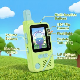 Video Walkie Talkies for Kids, 2 Pack Long Range Walkie Talkies for Boys and Girls Ages 3-12, Rechargeable 180° Flip Camera Camping Outdoor Toys, Best Christmas Birthday Gifts for Kids