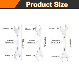 HARFINGTON 3pcs Double Open End Thin Wrench Set 5/8" 11/16" 3/4" 13/16" 7/8" 15/16" SAE Super Thin Small Flat Head Wrench Mirror Polished Open Ended Spanner for Automotive Furniture Repair