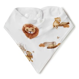 Snuggle Hunny Baby Bib, Organic Cotton Jersey Bandana Drool Bib, with Adjustable Snap Buttons, Soft and Absorbent, Lion