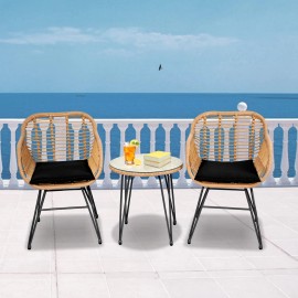 leasbar Three piece rattan outdoor furniture set, terrace conversation furniture set,