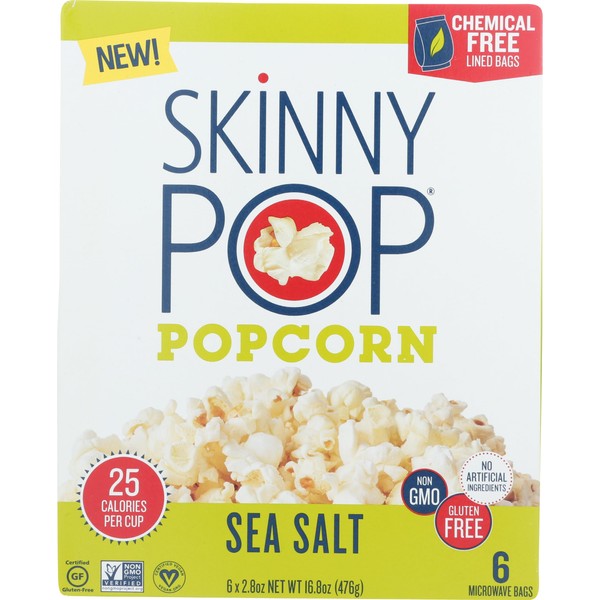 Skinny Pop Sea Salt Microwave Popcorn, 16.8 OZ