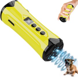 GLYLF 2024 New ultrasonic Dog bark Deterrent Device，Barks no More Dog Training Device，Dog bark Deterrent Devices，Ultrasonic 50Ft Dog Training Tool with Flashlight Rechargeable(Yellow)