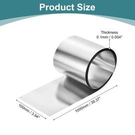 sourcing map 1 Pcs Pure Nickel Sheet, 99.6% Pure Nickel Plate Nickel Strip 0.004"x3.94"x39.4"(0.1x100x1000mm) Nickel Anode for Electroplating Scientific Lab Industry DIY Craft