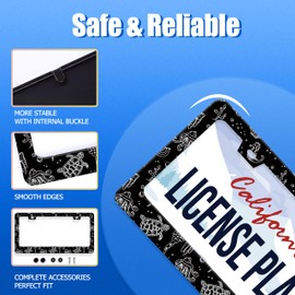 Turtles License Plate Frame Black and White Sea Turtle License Plate Stainless Steel Funny License Plate Holder Men Women Ocean Animal Car Accessory Decoration 12.3" x 6.3"