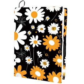 craspire April Daisy Stretchy Book Cover with Floral Pattern Washable Reusable Large Book Cover Made of Nylon Book Protector Elastic Notebook Covers for 9 x 11 Inch Hardcover Books Textbook