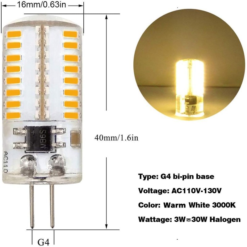 ZHENMING 110V- 130V G4 LED Bulb 120V Dimmable 3W(20W 30W