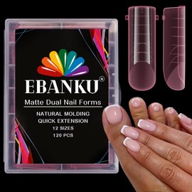EBANKU 120PCS Polygel Tips Nagelformen, Rosa Wiederverwendbar Dual Tips Nägel für Nagelverlängerung Square Form Acryl Sarg Nagel Erweiterung Tips Nagelspitzen Form, 12 Größen