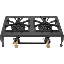 onlyfire Cast Iron Camping Stove 2 Burner Stove Propane Gas Cooker for Outdoor Camping, Barbecue Grilling, Tailgating, Hiking