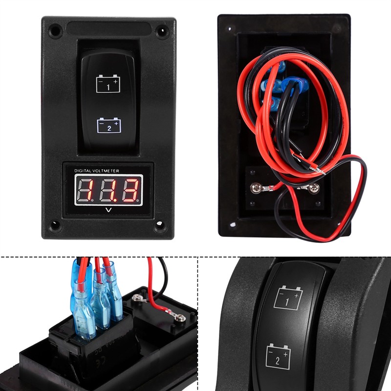 12V DC Marine Boat Voltmeter LED Dual Battery Test Panel